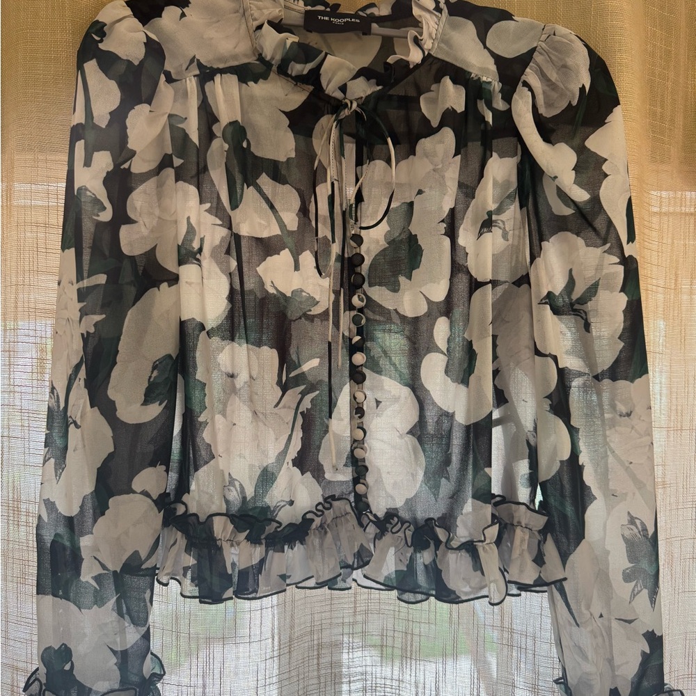 The Kooples Black and White Floral Blouse - Picture 2 of 3